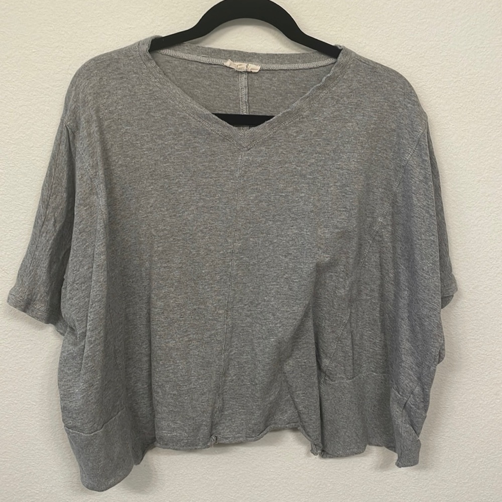 Womens Grey Oversized Slightly Cropped Top